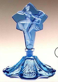 CZECH PERFUME BOTTLE BLUE BALLROOM DANCERS