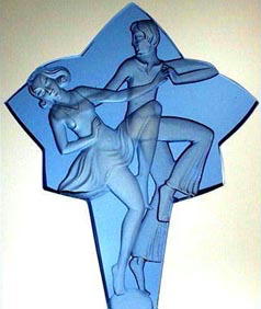 CZECH PERFUME BOTTLE BLUE BALLROOM DANCERS