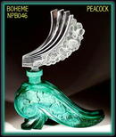 CZECH MALACHITE GLASS PEACOCK PERFUME BOTTL