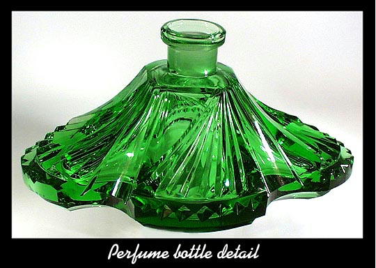 CZECH PERFUME BOTTLE GREEN BALLROOM DANCERS