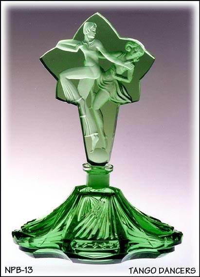 CZECH PERFUME BOTTLE GREEN BALLROOM DANCERS