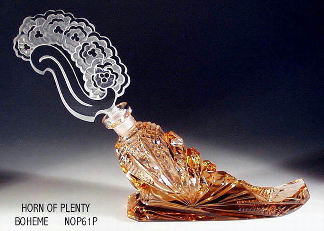 CZECH FIG. PINK HORN OF PLENTY PERFUME BOTTLE