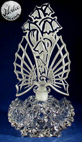 CZECH VINT PERFUME BOTTLE KISSING BUTTERFLIES