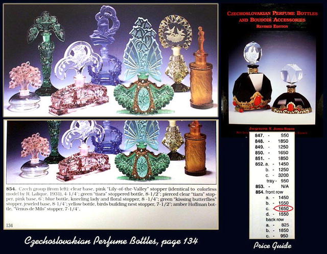 CZECH VINT PERFUME BOTTLE KISSING BUTTERFLIES