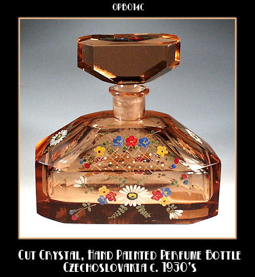 CZECH ENAMELED PERFUME BOTTLE 1920'S