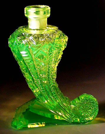 CZECH ADAM & EVE URANIUM GLASS PERFUME BOTTLE