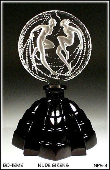 CZECH ART DECO SIRENES PERFUME BOTTLE