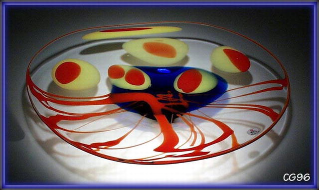 SIGNED CZECH ABSTRACT ART GLASS CENTERPIECE