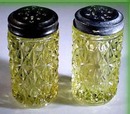RARE EAPG VASELINE GLASS SALT & PEPPER