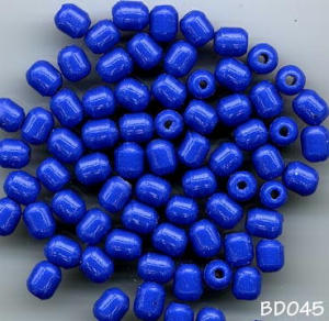 CZECH VINTAGE BLUE BARREL BEADS 6mm