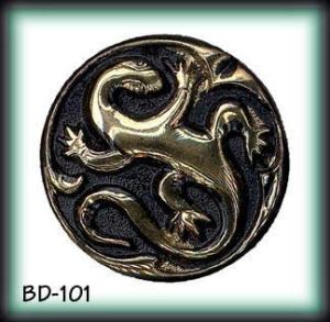 10 CZECH VINTAGE BLACK GOLD GLASS LIZARD DISK