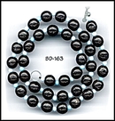 CZECH VINT BLK/BLUE GL BEADS 17" STRAND #163