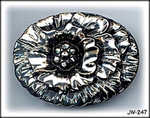 CZECH VINTAGE BLACK GL SILVER FL BROOCH #247
