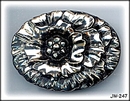 CZECH VINTAGE BLACK GL SILVER FL BROOCH #247