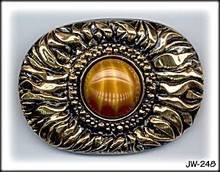 CZECH VINTAGE FAUX TIGER EYE GLASS BROOCH 248