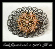 CZECH GURTLER FILIGREE BROOCH 1920's