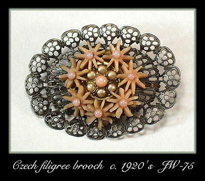 CZECH GURTLER FILIGREE BROOCH 1920's