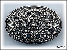 CZECH VINTAGE BLACK GL MARCASITE BROOCH #250