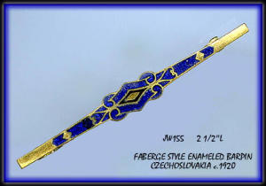 FABERGE STYLE ENAMELED BAR PIN CZECH 1920's