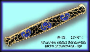 FABERGE STYLE ENAMELED BAR PIN CZECH 1920's