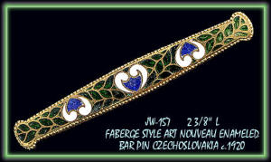 FABERGE STYLE ENAMELED BAR PIN CZECH 1920's