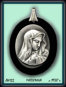 CZECH VINTAGE WEEPING MADONNA PENDANT JW132