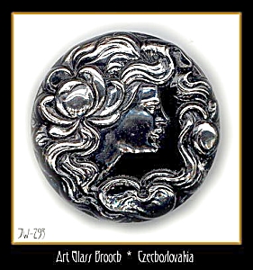 CZECH VINTAGE VICTORIAN MAIDEN BROOCH #293