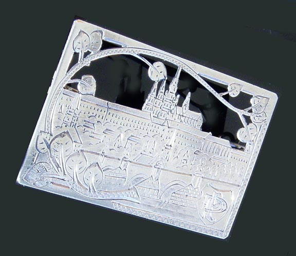 CZECH ART DECO PRAGUE SILVER BROOCH SL011