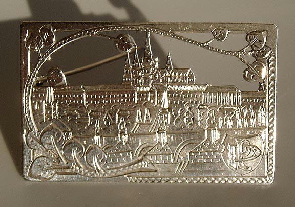 CZECH ART DECO PRAGUE SILVER BROOCH SL011