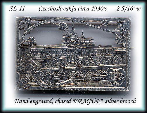 CZECH ART DECO PRAGUE SILVER BROOCH SL011