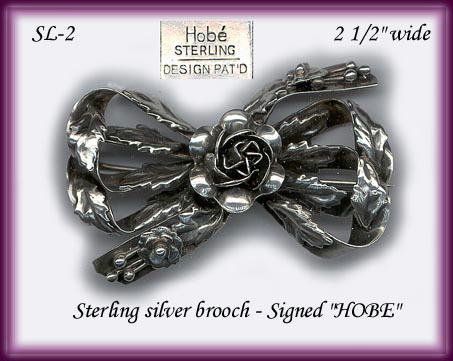 SIGNED HOBE VINTAGE STERLING SILVER BROOCH