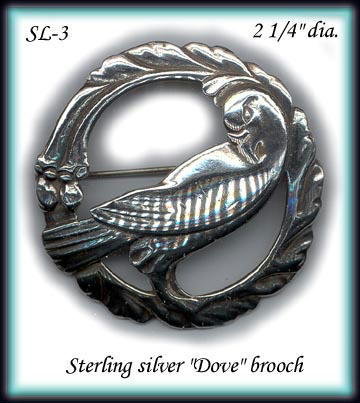 VINTAGE STERLING SILVER DOVE BROOCH SL003
