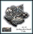 VINTAGE STERLING LEAF/GRAPES BROOCH SL038