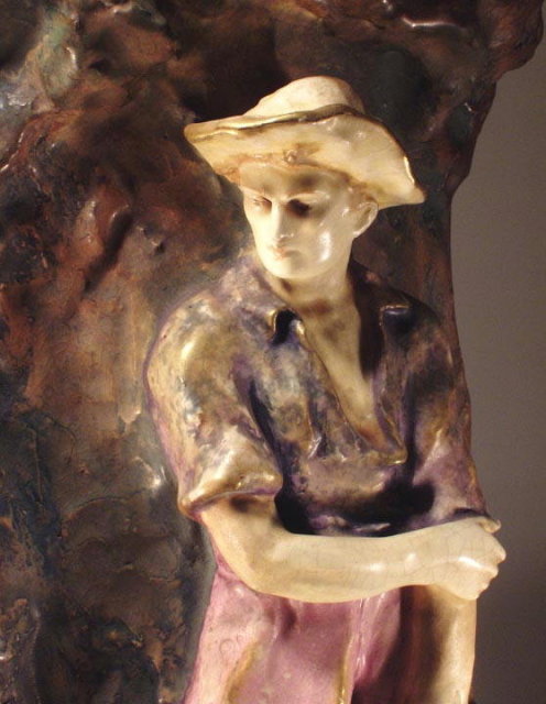 AMPHORA SCULPTURE VASE COAL MINER