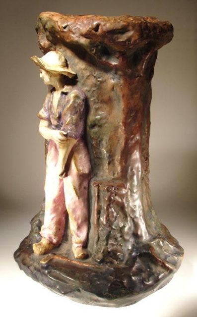 AMPHORA SCULPTURE VASE COAL MINER