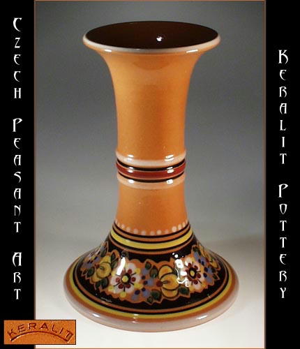 CZECH PEASANT ART POTTERY CANDLESTICK CP-14