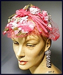 GREAT VINTAGE PINK FLORAL LADIES HAT 40's #7