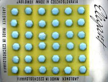 36 BLUE SILK GLASS BUTTONS ORIGINAL CARD / BC