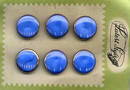 6 BLUE MOONGLOW GLASS BUTTONS ORIGINAL CARD