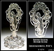 CZECH VINTAGE DRAPED FEMALE PERFUME BOTTLE