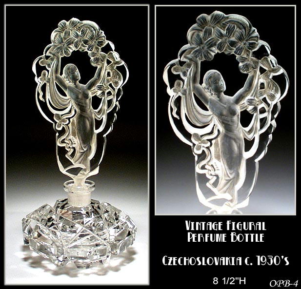 CZECH VINTAGE DRAPED FEMALE PERFUME BOTTLE