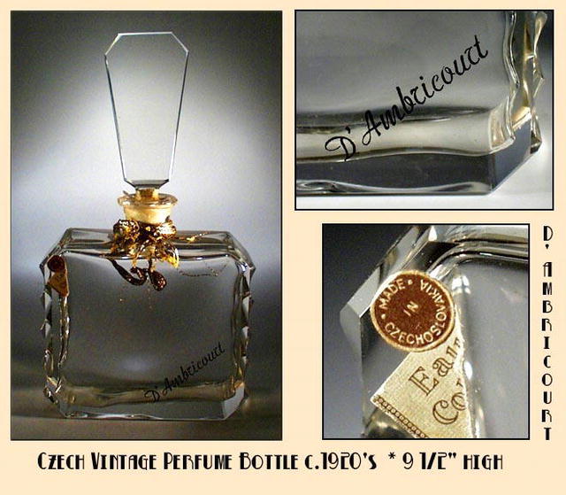 HUGE SGND CZECH VINTAGE PERFUME BOTTLE