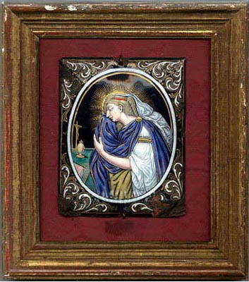 EXQUISITE ANTIQUE LIMOGES ENAMEL PLAQUE / MS016