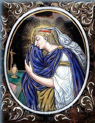 EXQUISITE ANTIQUE LIMOGES ENAMEL PLAQUE / MS016
