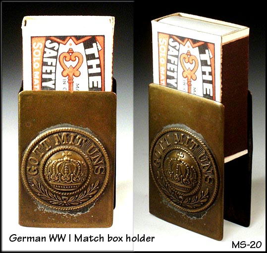 GERMAN WWI BRASS TRENCH ART MATCH COVER / MS020