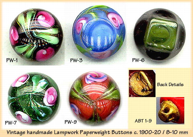 5 ANTIQUE PAPERWEIGHT BUTTONS c.1900-20 ABT1-9