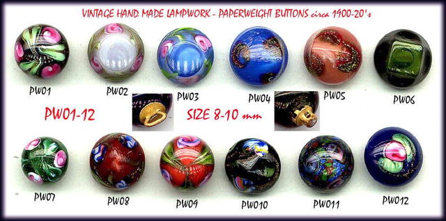 7 ANTIQUE PAPERWEIGHT BUTTONS c.1900-20 ABT1-12D / ABT1-12D