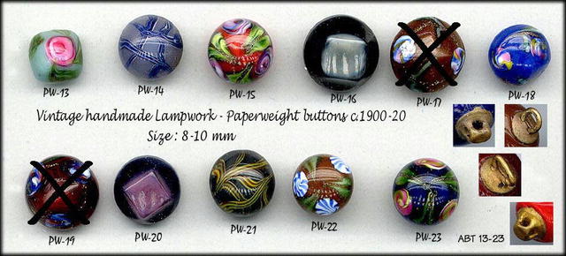 9 ANTIQUE PAPERWEIGHT BUTTONS c1900 ABT13-23