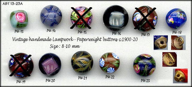 8 ANTIQUE PAPERWEIGHT BUTTONS c1900 ABT13-23A