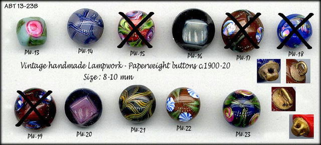7 ANTIQUE PAPERWEIGHT BUTTONS c1900 ABT13-23B